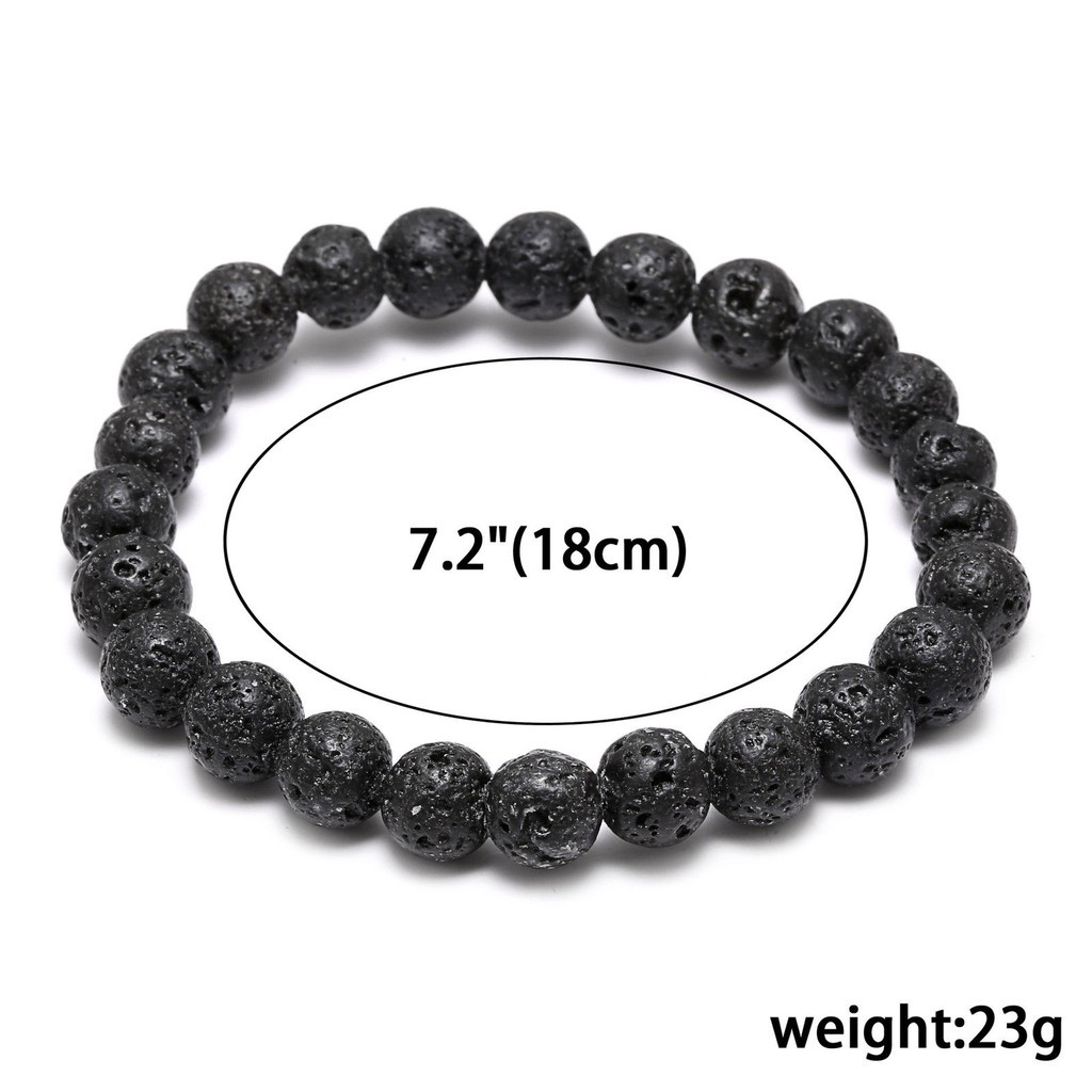 7.7 BIG SALE Men'S Lava Stone Rock Beaded Stretch Yoga Gemstone Mala Bracelet 8Mm Beads