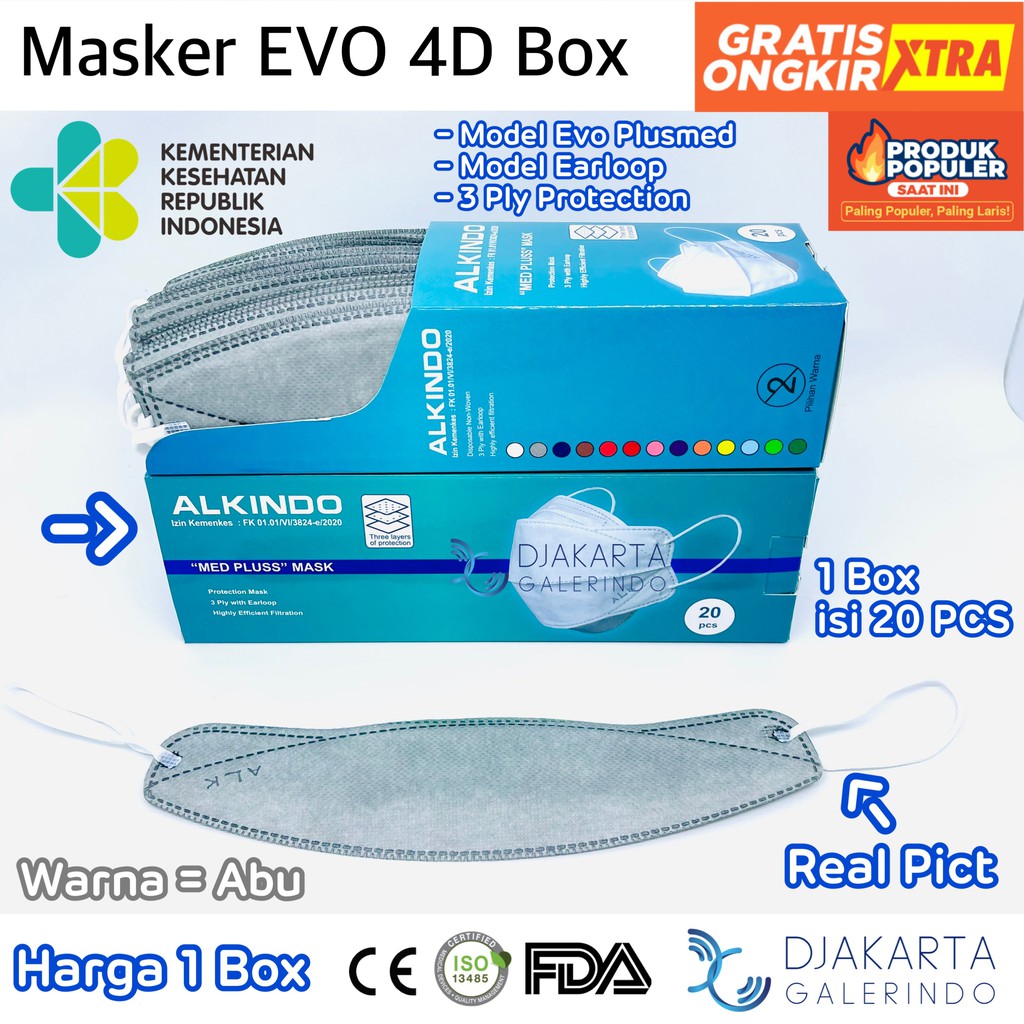 Masker EVO 4D MedPlus KF94 4D Medplus 3 ly 1 Box isi 20 Pcs