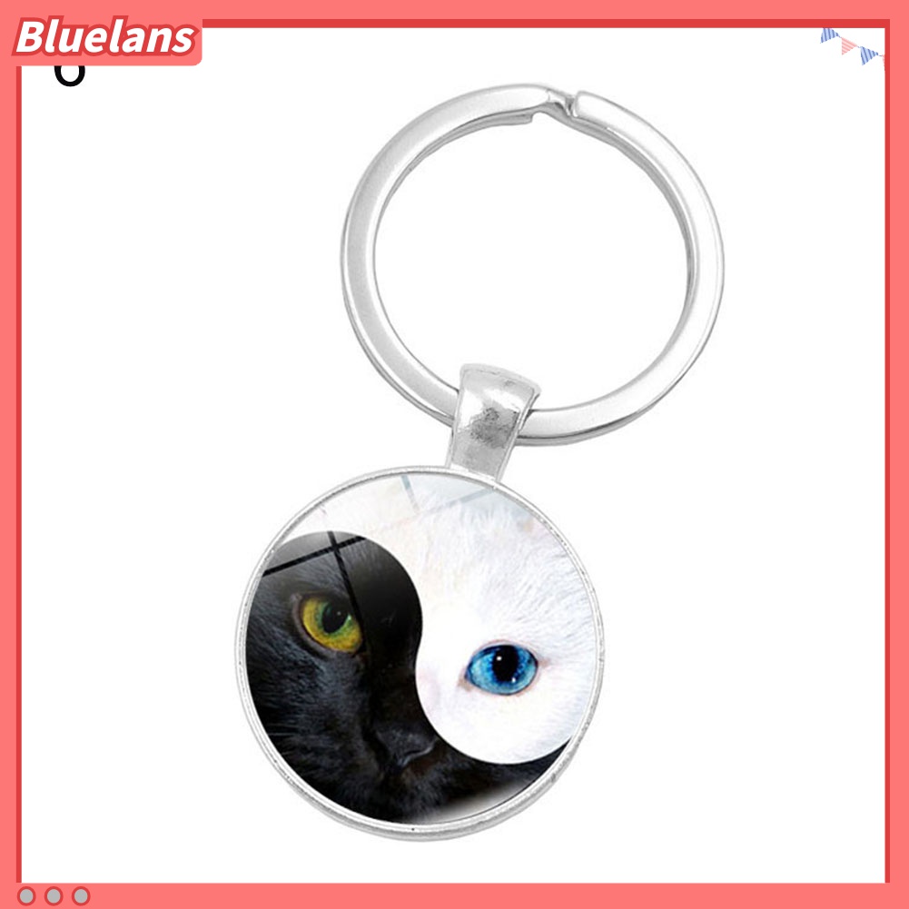 Gantungan Kunci Desain Yin Yang Tai Chi Bahan Kaca Cabochon Untuk Hadiah