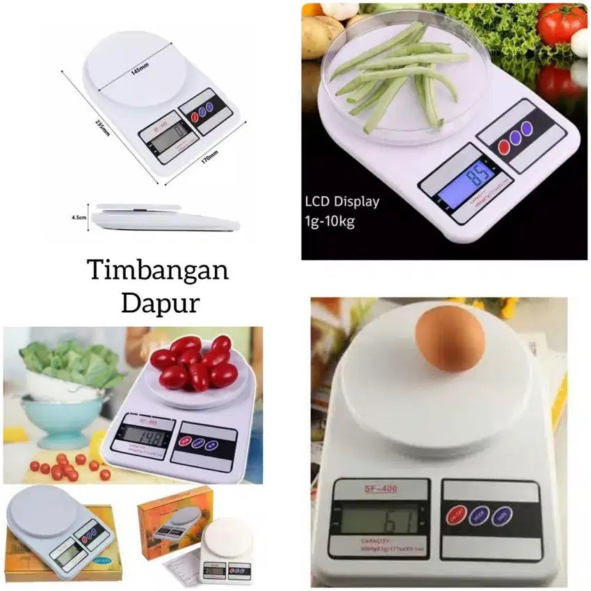 [FREE BATERAI] TIMBANGAN DIGITAL SF 400 10 KG / TIMBANGAN DAPUR DIGITAL 10KG TERMURAH !!