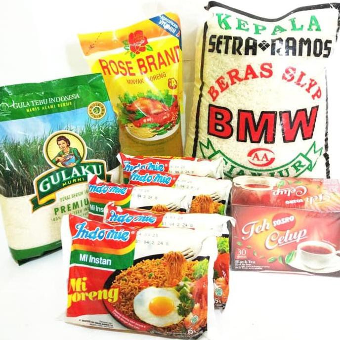 

Paket Sembako ( Beras Bmw 5 L , Minyak 1 L, Gulaku 1 Kg, Indomie, Teh) Nuriwulandari79Shop