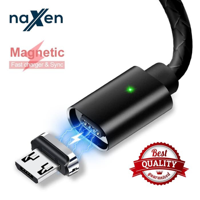 KABEL MAGNET dan kepala MAGNET MICRO USB NAXEN FAST CHARGING DATA 2.4A