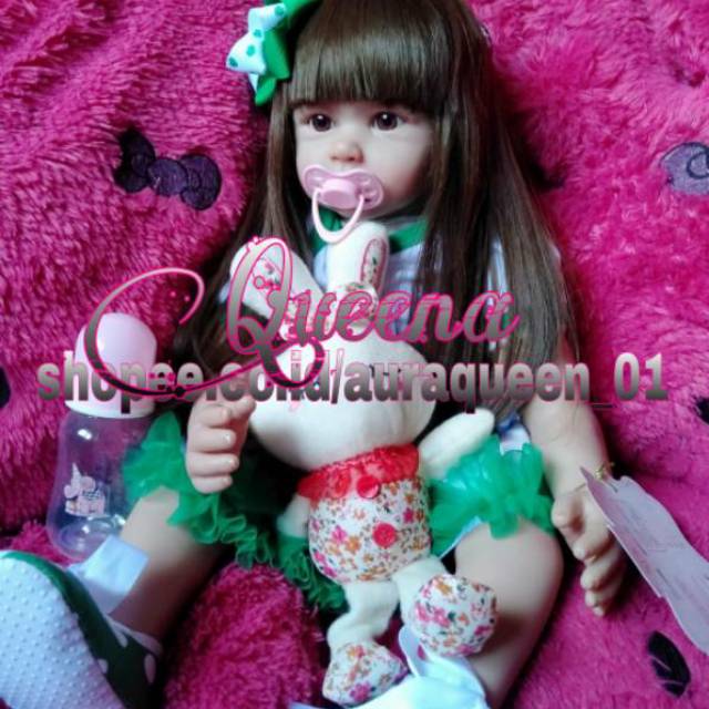 Boneka Reborn clover dress / boneka susan / boneka silikon / boneka bayi / reborn doll / npk doll