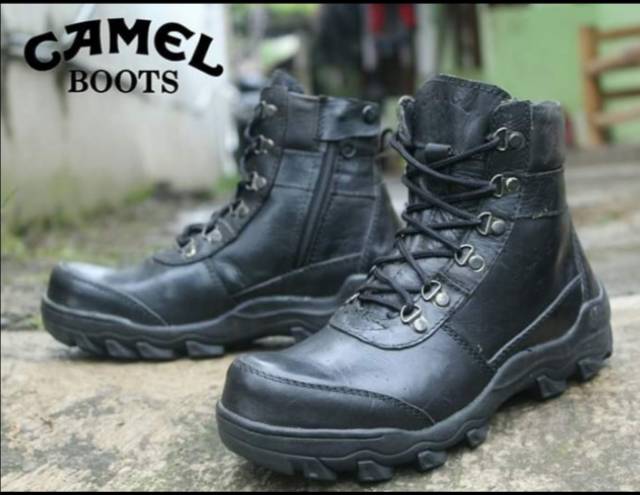 Sepatu camel boots seafty kulit full uf sapi asli