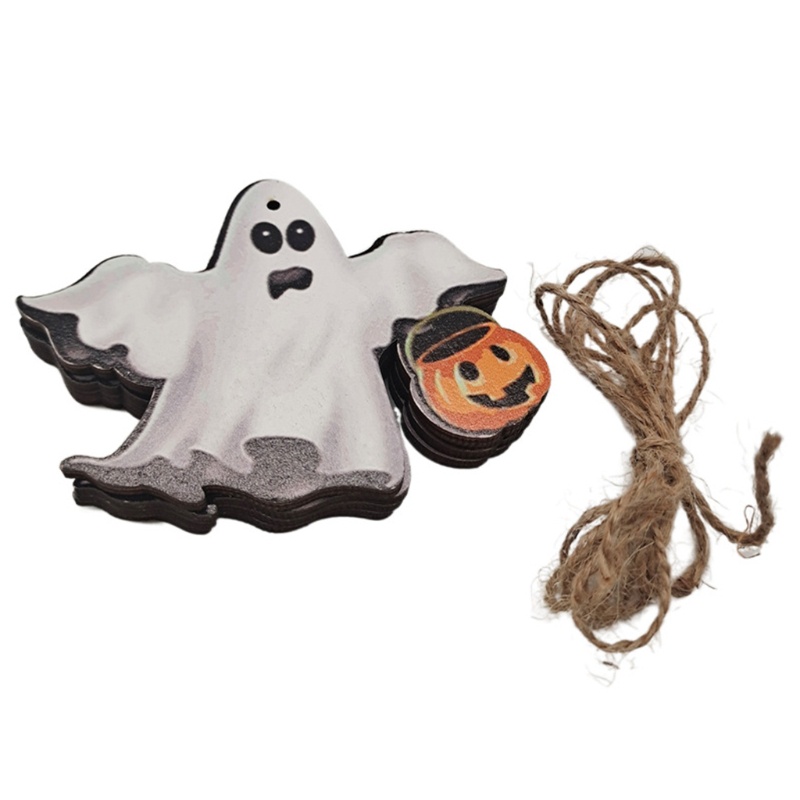 13pcs Ornamen Gantung Desain Labu Hantu Halloween Dengan Tali