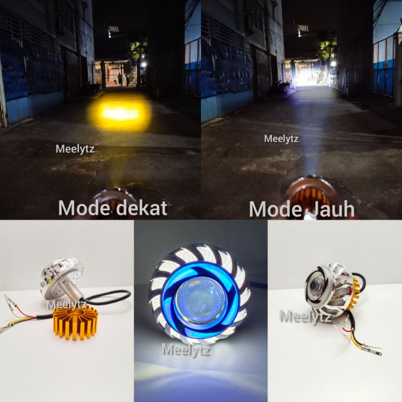Lampu LED projie mini laser 2 warna high low putih kuning AE DE putih