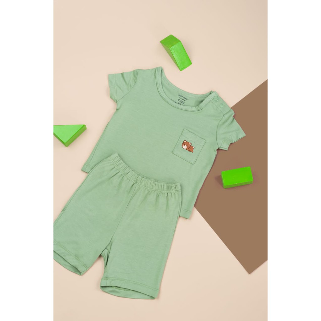 Petit Beary Bamboo Basic Tee + Shorts Set - Baju Santai Rumah Anak Bayi Celana Pendek Bambu Halus