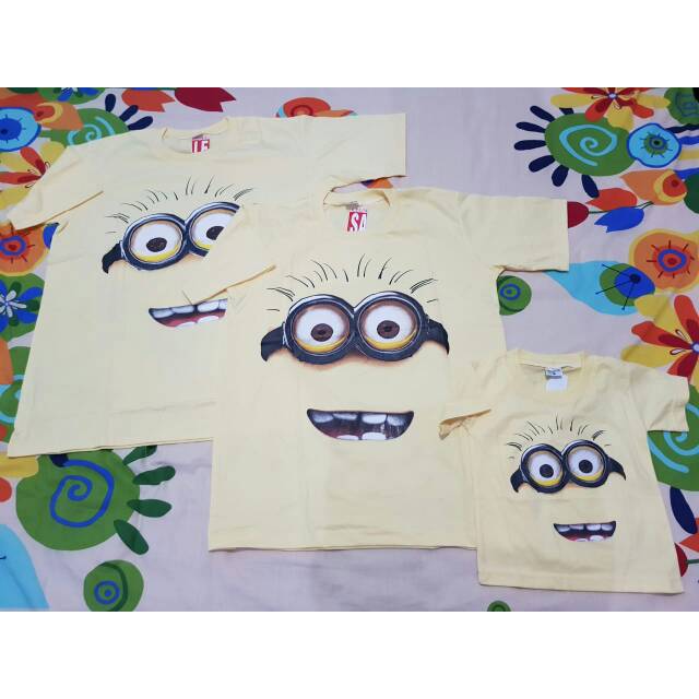 Baju Kaos Minion Muka Keluarga Family Pasangan Couple Anak Dewasa Baby sampai Big Size Jumbo 4XL