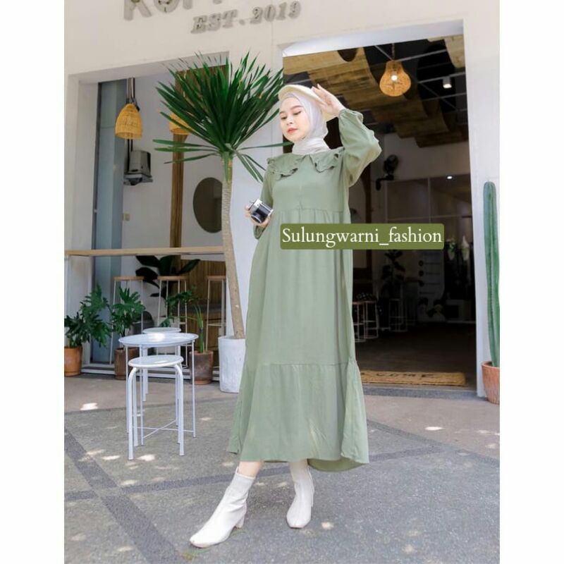 MARITA MASITA MIDI DRESS RAYON PREMIUM / MIDI DRESS MUSLIM POLOS ADEM / MIDI DRESS BUSUI TERBARU / M