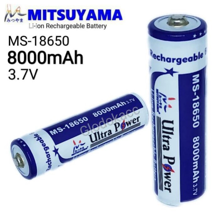 Paket Charge Baterai 18650 1 Slot dan Ultra Power 8000mAh Mitsuyama CHG-18650 MS-18650 Original