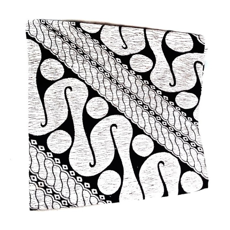 BAHAN BATIK / KAIN BATIK MOTIF PARANG BESAR HITAM PUTIH