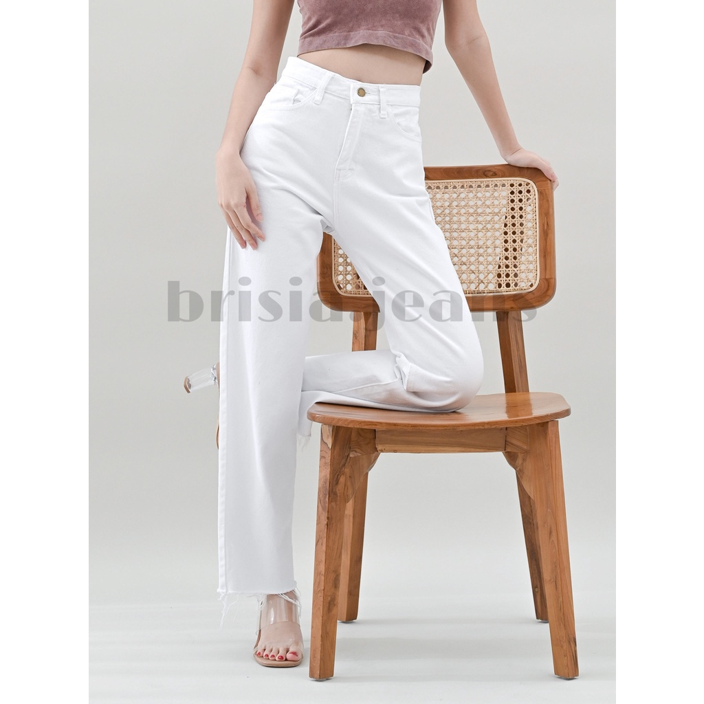 [SIZE 27-38] BELLE Unfinished Boyfriend Cullote Jeans (Highwaist) - White