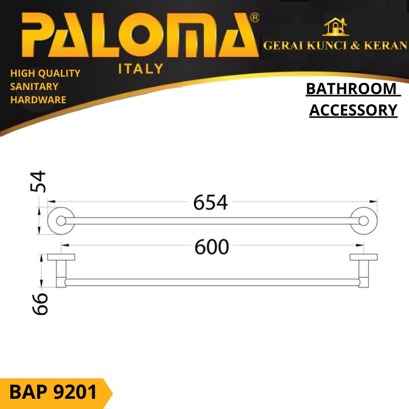 PALOMA BAP 9201 Rak Handuk Baju Gantungan Hanger Dinding Kamar Mandi Black Hitam