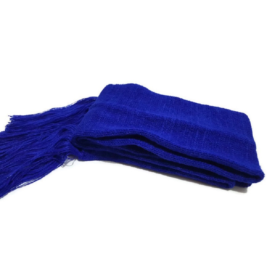 Syal polos rajut handmade dewasa scarf shawl SYAL-POLOS-NO 9 BIRU