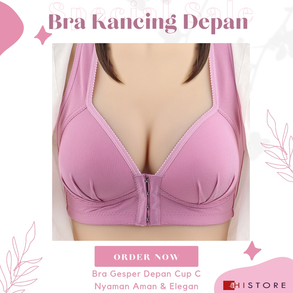 [HI] Bra Wanita Seamless Push Up Gesper Depan Kancing Depan Busa Tipis Tanpa Kawat Elegan 378