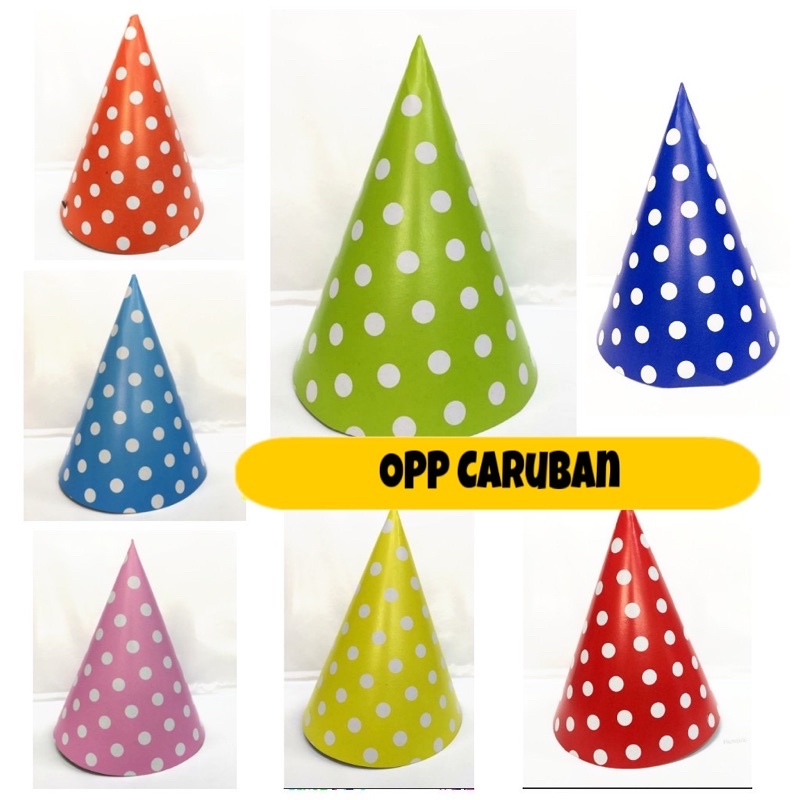 Topi kerucut polkadot topi ulang tahun anak topi polkadot topi warna