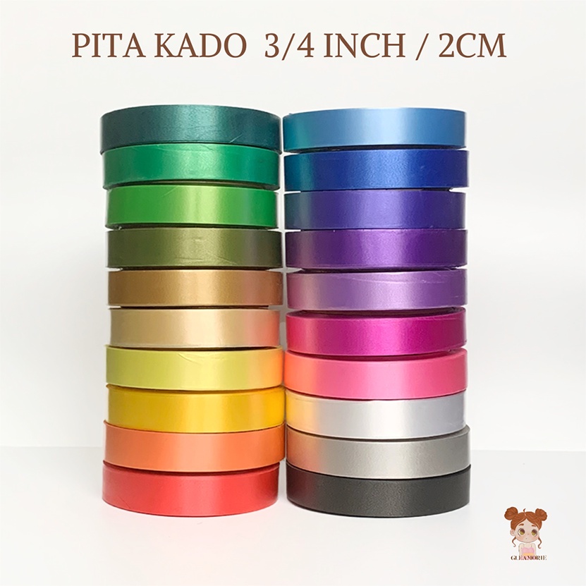

pita kado 2cm 3/4 inch pita kertas jepang plastik polos 14 meter per roll
