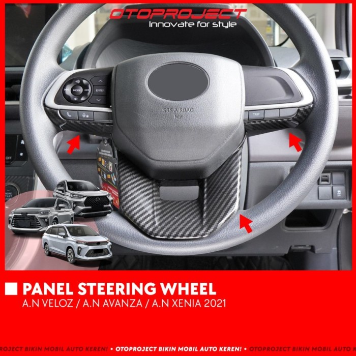 Panel Cover Steering Wheel Mobil All New Avanza Xenia Veloz 2021 2022 Carbon Wooden Black Piano