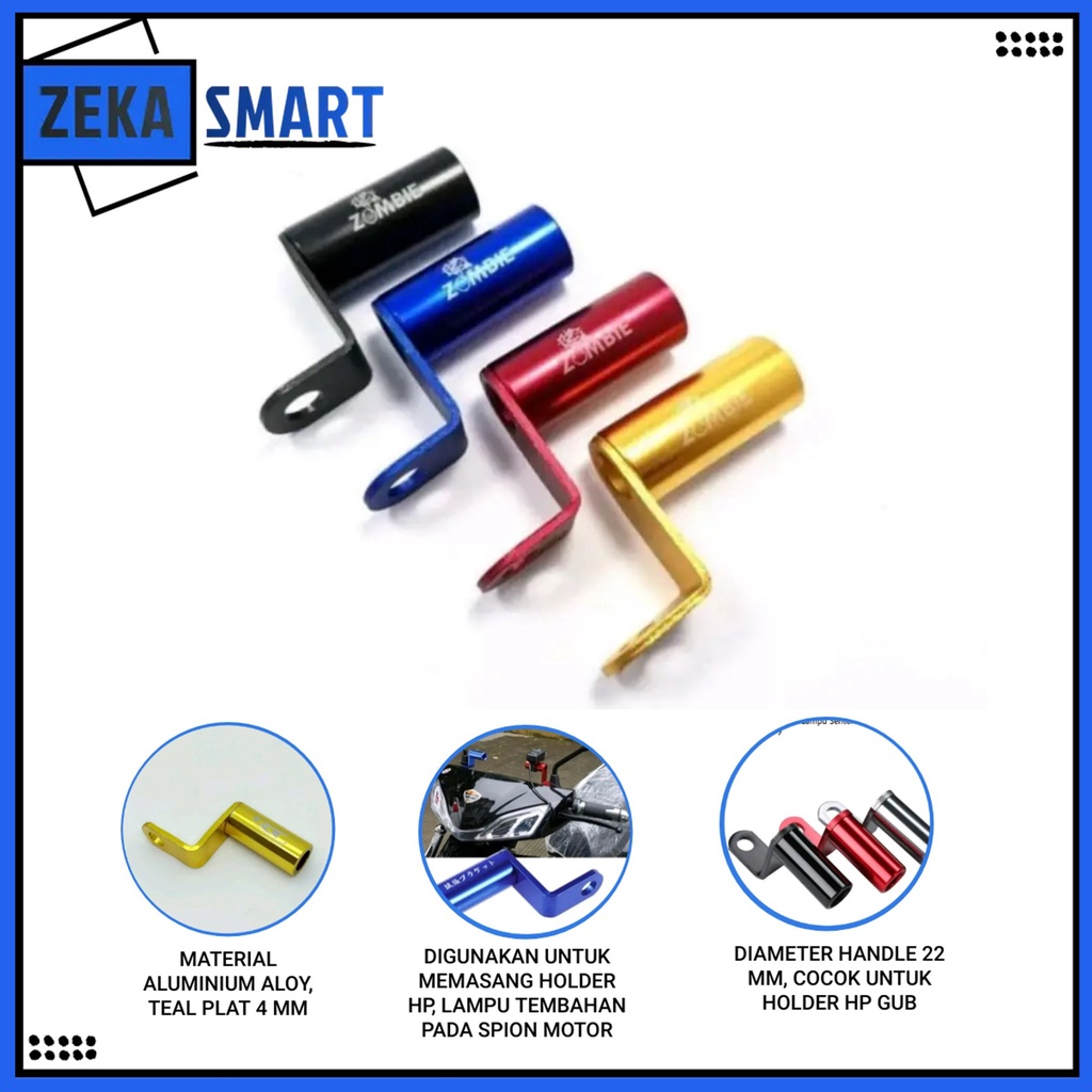 Breket Spion  Dudukan Lampu Tembak Pasang Spion Motor Aluminum