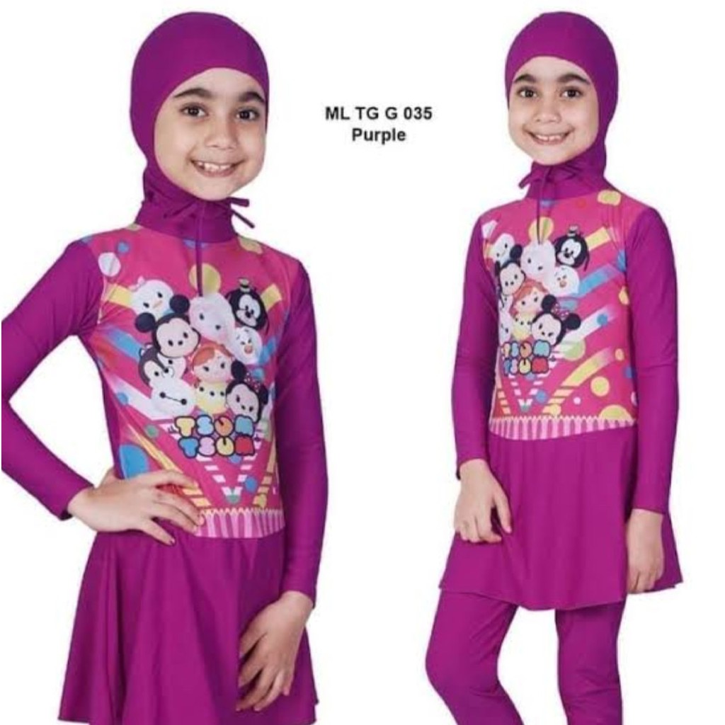 Baju Renang Anak Muslim - Baju Renang Anak Cewek 3 4 5 6 7 Tahun - Renang Anak Perempuan Muslimah