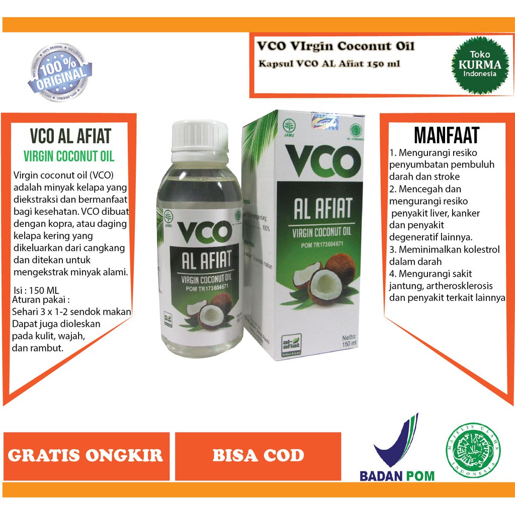 

VCO 150 ML Virgin Coconut Oil Al Afiat