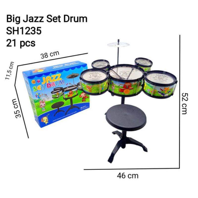JAZZ DRUM_MAINAN ANAK DRUM MUSIK KEMASAN DUS JUMBO/MAINAN ALAT MUSIK ANAK JAZZ DRUM MURAH SH1235