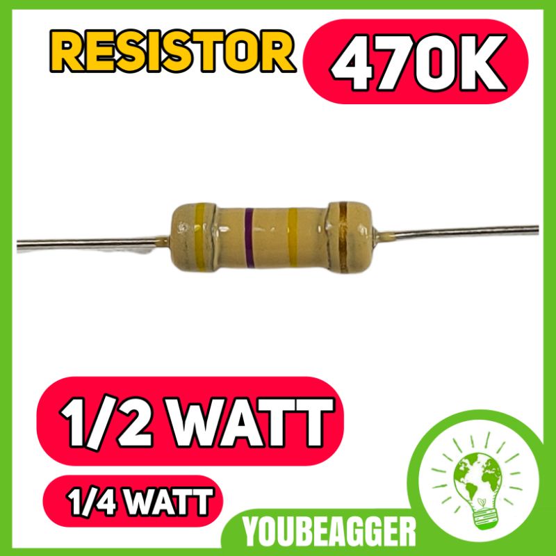 Resistor 470 K ohm 1/2 dan 1/4 watt