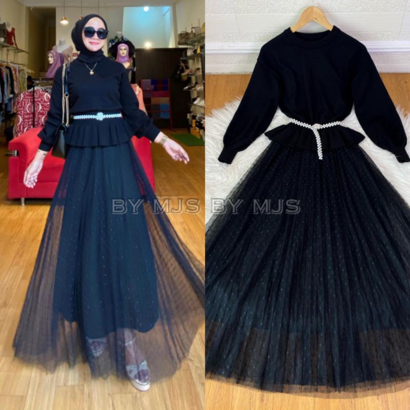 DRESS RAJUT MIX  VELVET TILE IMPORT //DRESS SYIFARA PREMIUM