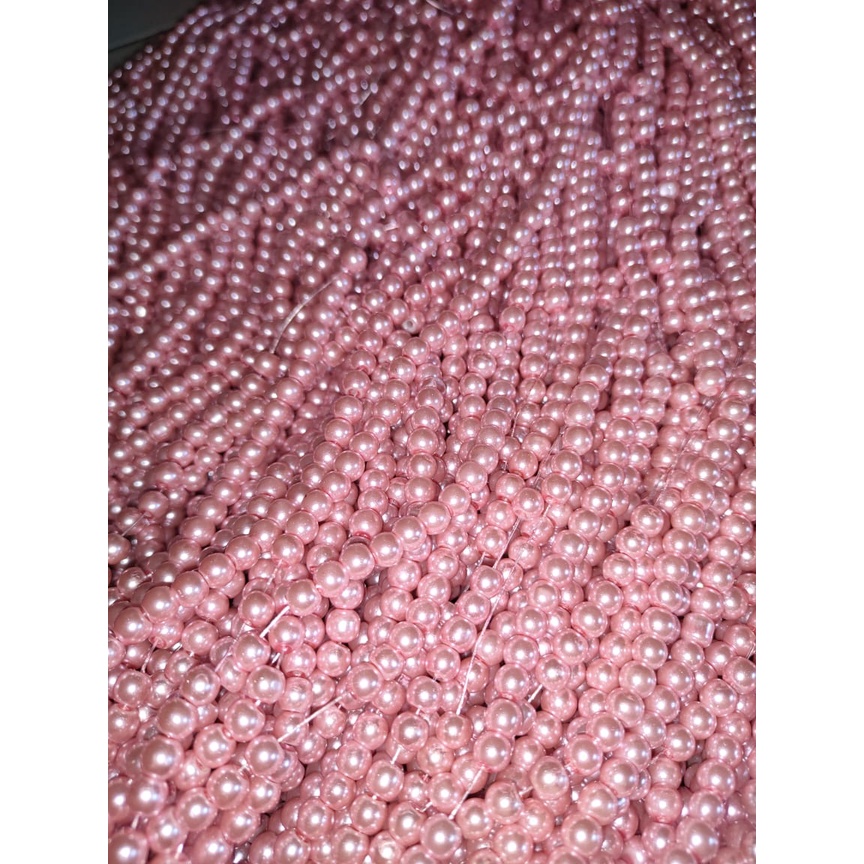 MUTSIN / MUTIARA SINTETIS PINK BERAT 6 MM PER RENTENG ISI  ± 150 BIJI PART
