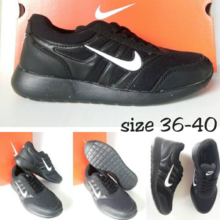 sepatu nike free rosherun hitam polos