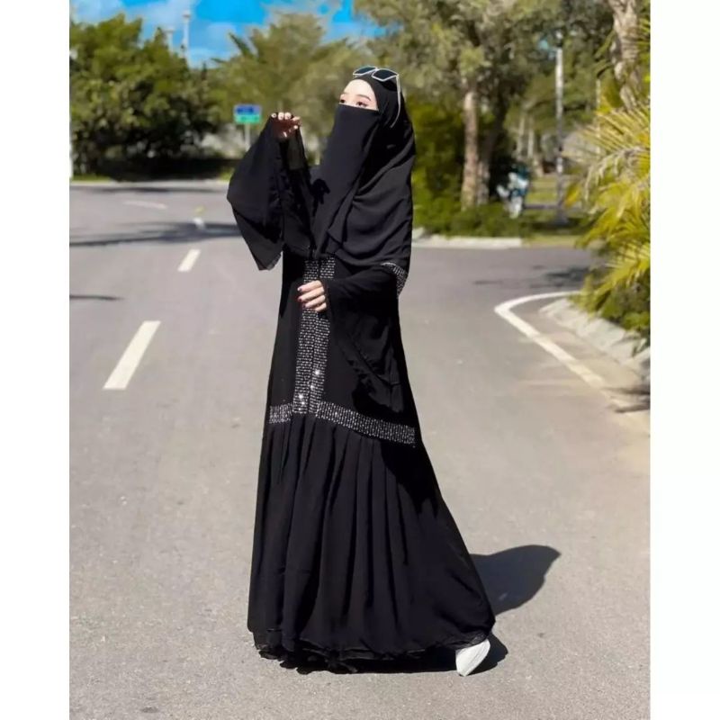 Gallery Exclusive Abaya Hitam Gamis Bordir Turkey Dubai Nandya