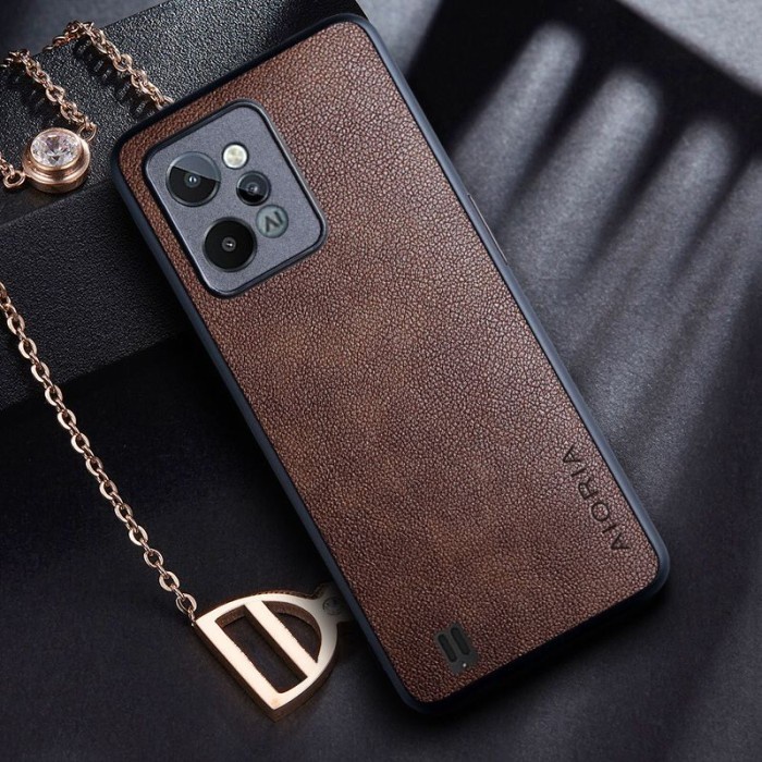 OPPO A57 2022 COVER CASE LEATHER CASE AIORIA LEATHER SILIKON SOFT CASE OPPO A57 - BLACK