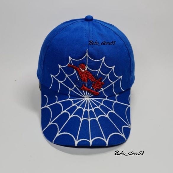 Bobo_store03 Topi Baseball Anak laki laki perempuan Karakter Superhero spiderman Tayo Boboboy hellokitty lol Usia 2 Sampai 8 Tahun Kualitas Terbaik-spideman biru