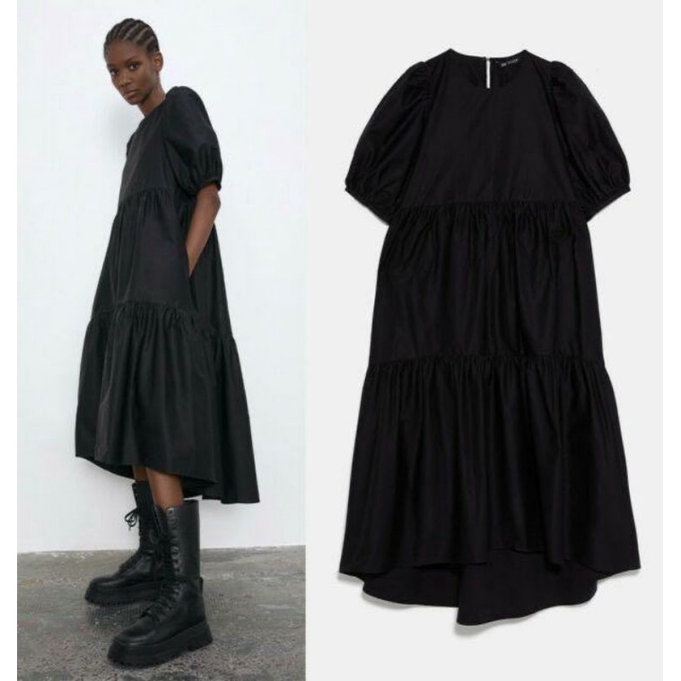 Preloved zara dress assymentric poplin