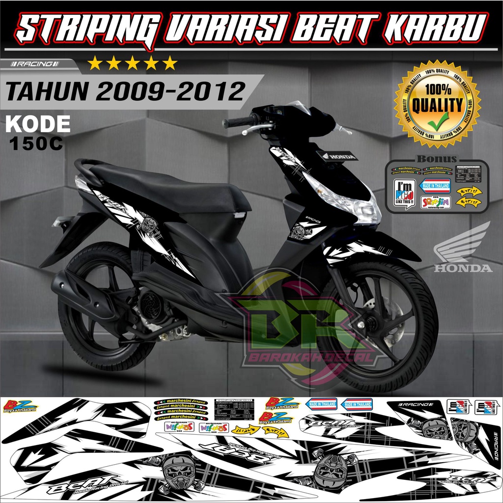 Striping Beat Karbu Stiker Lis Motor Beat Karbu kode 150