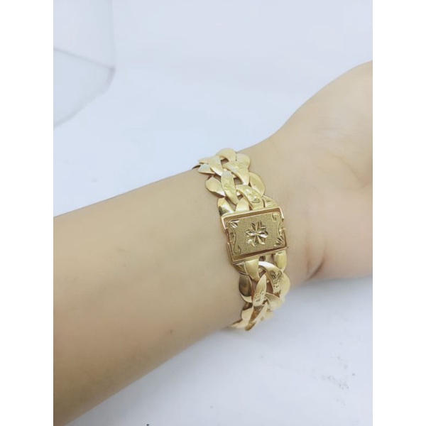 GELANG RANTAI KEPANG BESAR&amp;KECIL+ UKIR BLINK / GELANG PERAK ASLI SILVER 925 LAPIS EMAS/ GELANG FASHION WANITA TERBARU