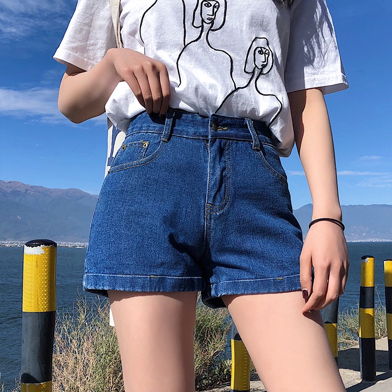 Celana Pendek Denim Casual Model High Waist Versi Korea Celana Pendek Denim Casual Model High Waist Versi Korea