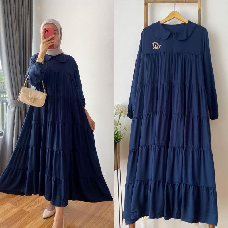 MIDI DRESS JUMBO LD 120/ MIDI dress by MIB / warna navy By Uptofemale #uptofemale