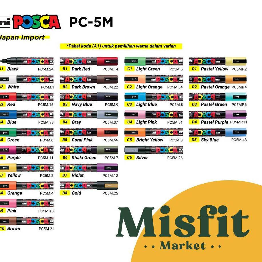 

LANGSUNG KIRIM.. UNI POSCA PC-5M Paint Marker (Medium Point) PC5M Spidol Warna Warni