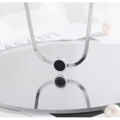 Kalung Titanium Bulgari Pipi Silver Anti Karat Selamanya