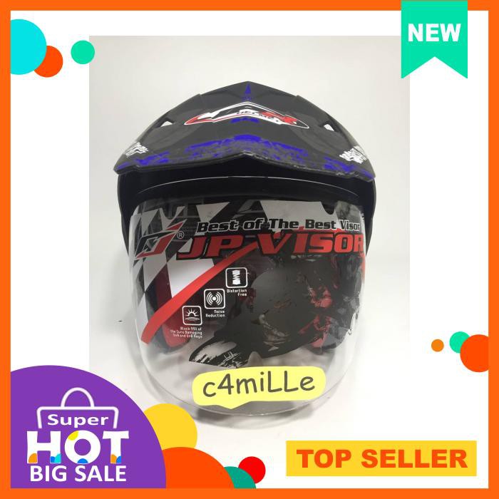 Helm Jpr Spirit Black Doff Blue Double Visor Supermoto Semi Cross Trail