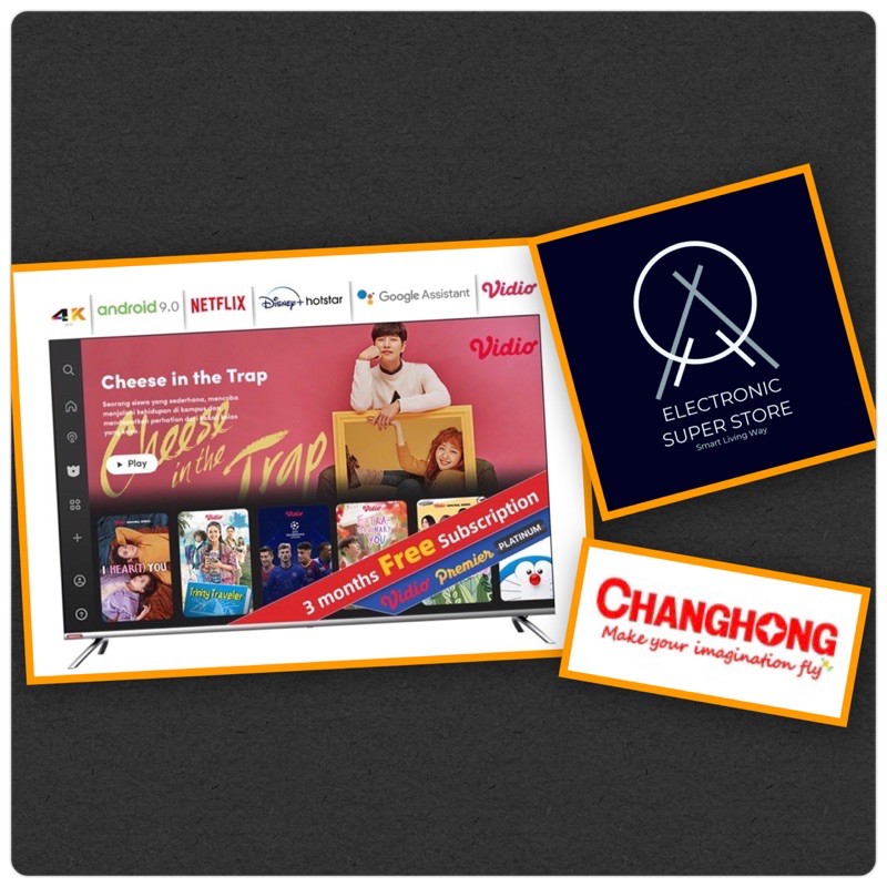 TV LED 50INCH CHANGHONG U50H7 ANDROID SMART TV 4K FRAMELESS TECHNOLOGY