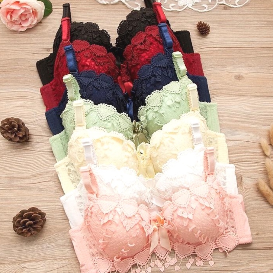 Set Bra Wanita Dengan Renda Underwear Motif Floral Lace BH