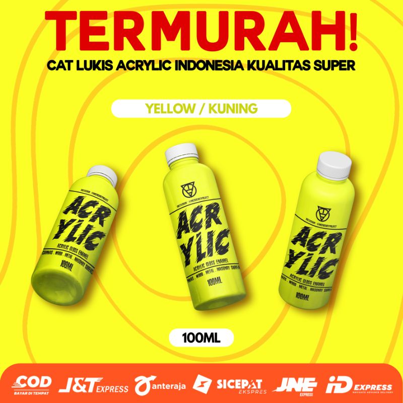 

Cat Lukis Kanvas 100ml Kuning / Cat Akrilik / Acrlylic / Cat Sterefoam