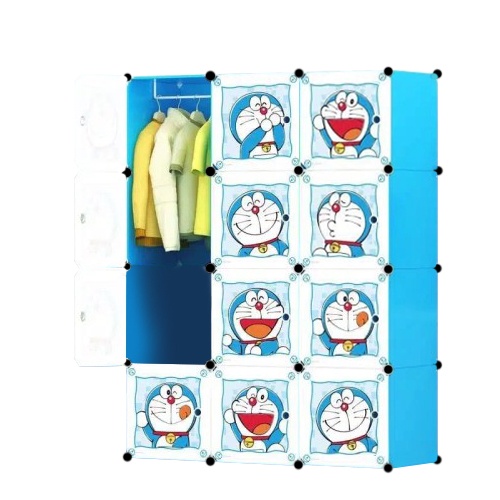 Lemari Plastik Portable 12 Pintu Lemari Karakter Lemari Pakaian Multifungsi Portable WHI FURNITURE SHOP