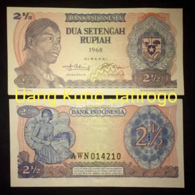 Uang Kuno 2 1/2 Rupiah Seri Sudirman 1968