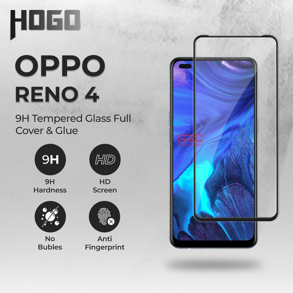 Tempered Glass OPPO Reno 4 HOGO Full Cover Anti Gores Kaca