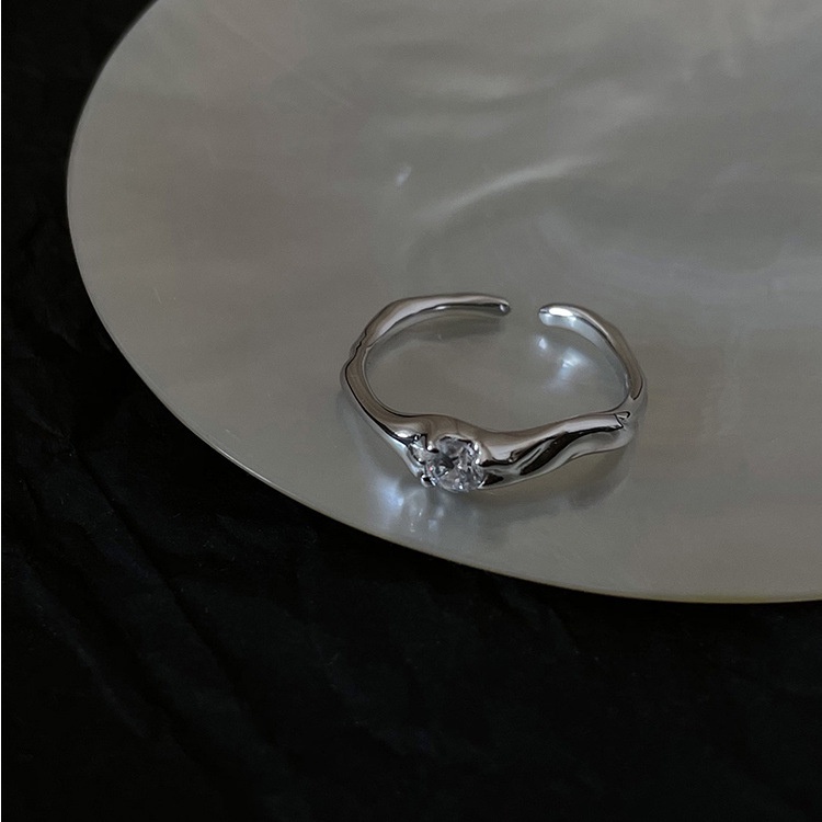 In niche tidak teratur Buka putih zirkonium cincin lembut adjustable pembukaan cincin berlian wanita