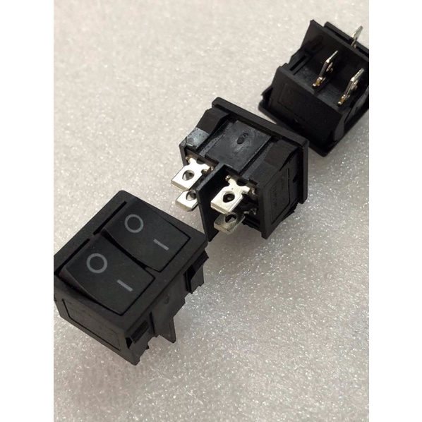 Saklar Rocker switch 4 pin MINI HITAM DOUBLE 4 kaki ON OFF