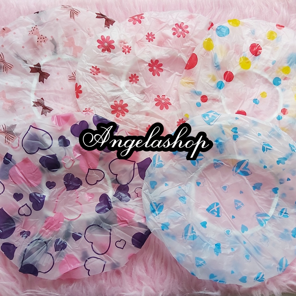 SHOWER CAP 5 MODEL/Shower Cap Topi Mandi Plastik Penutup Rambut/SHOWER CAP 207